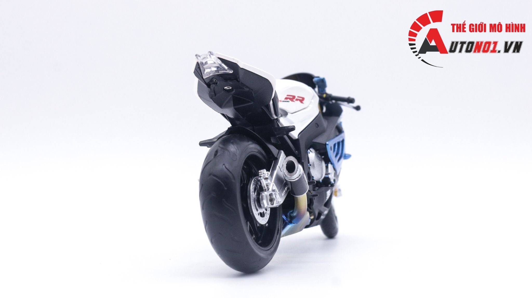  Mô hình xe độ Bmw S1000rr Blue White Pô Sc - Mâm Tỉ Lệ 1:12 Autono1 MSZ D224E 