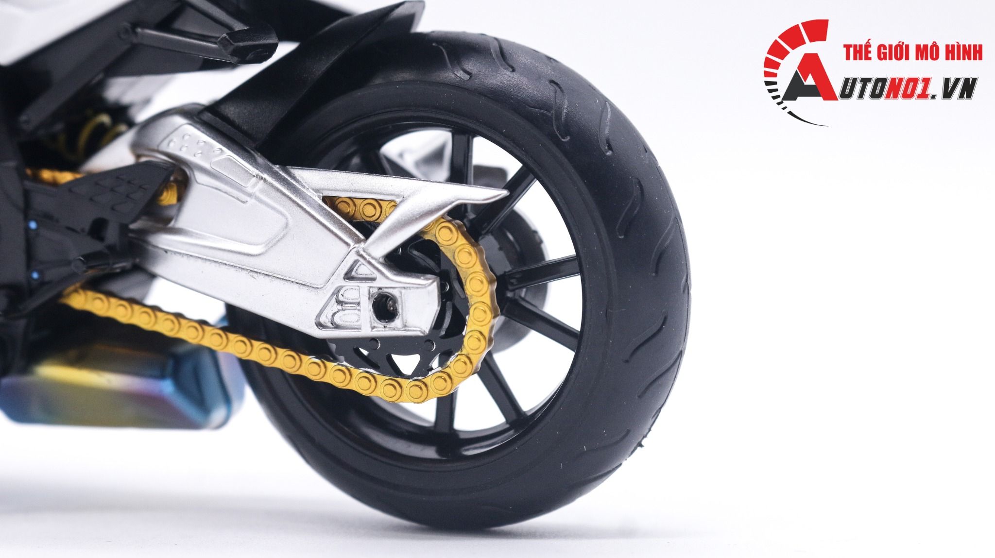  Mô hình xe độ Bmw S1000rr Blue White Pô Sc - Mâm Tỉ Lệ 1:12 Autono1 MSZ D224E 