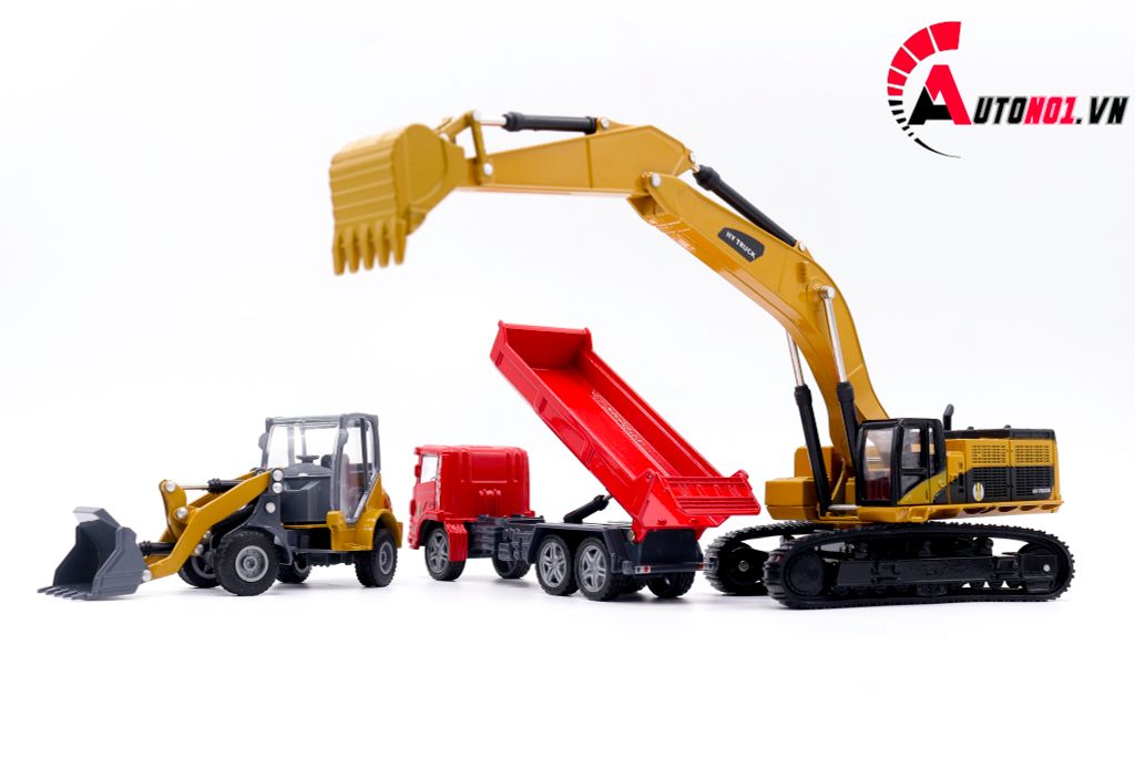 MÔ HÌNH BỘ 3 XE BEN, XÚC, CẨU 1:60 HYTRUCK 7603