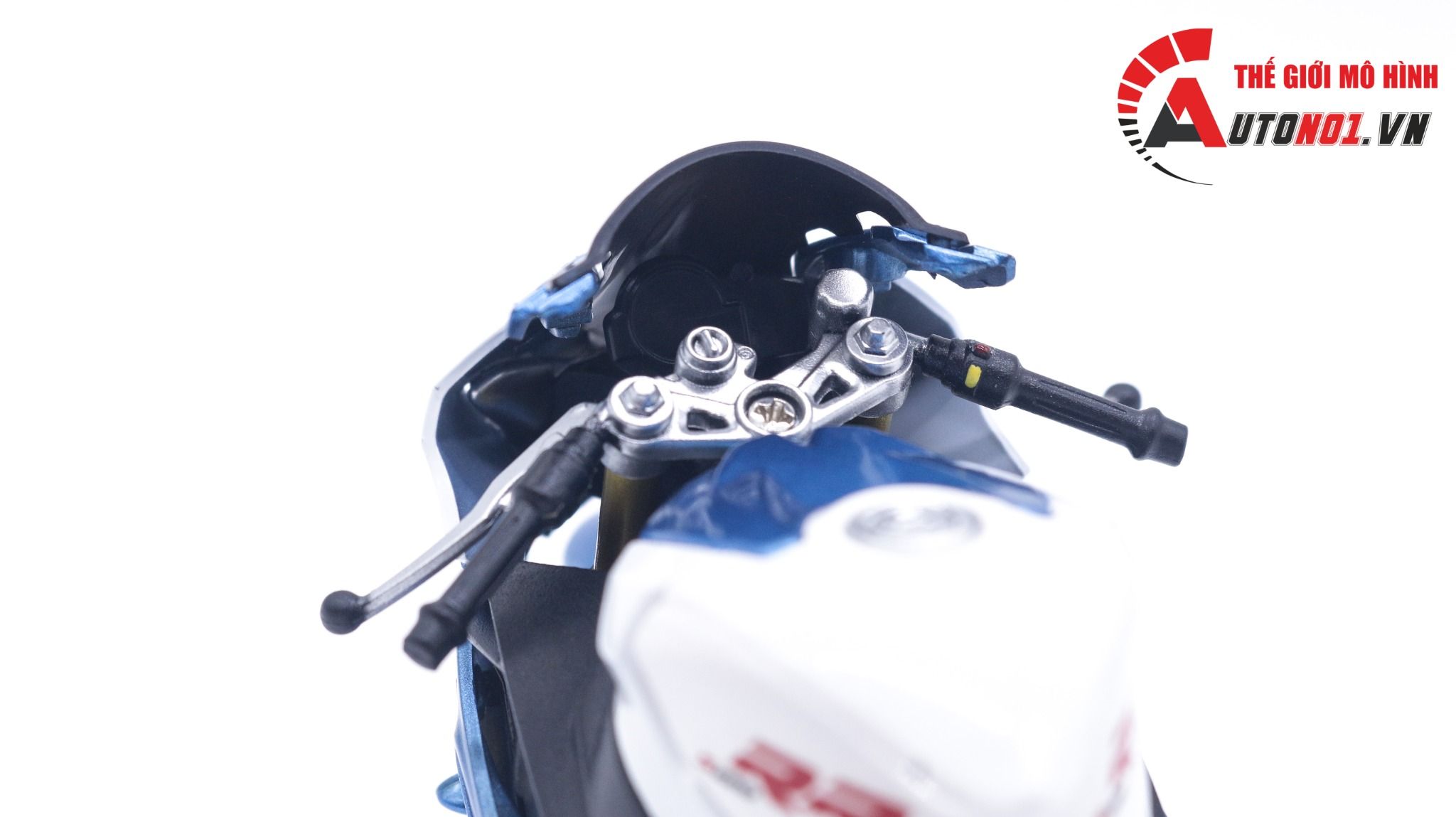  Mô hình xe độ Bmw S1000rr Blue White Pô Sc - Mâm Tỉ Lệ 1:12 Autono1 MSZ D224E 