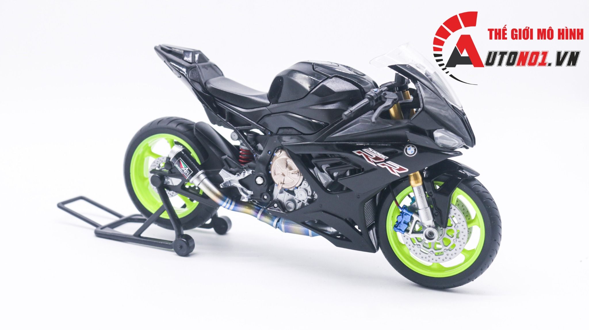  Mô hình xe độ Bmw S1000rr 2020 black độ pô 1:12 Autono1 Welly D226K 