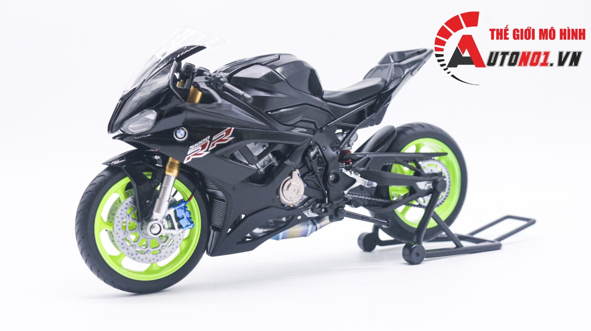  Mô hình xe độ Bmw S1000rr 2020 black độ pô 1:12 Autono1 Welly D226K 