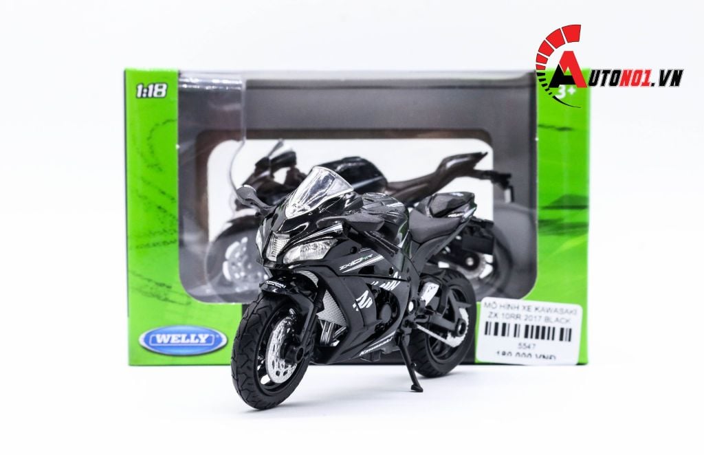 MÔ HÌNH XE KAWASAKI NINJA ZX 10RR 2017 BLACK 1:18 WELLY 5547