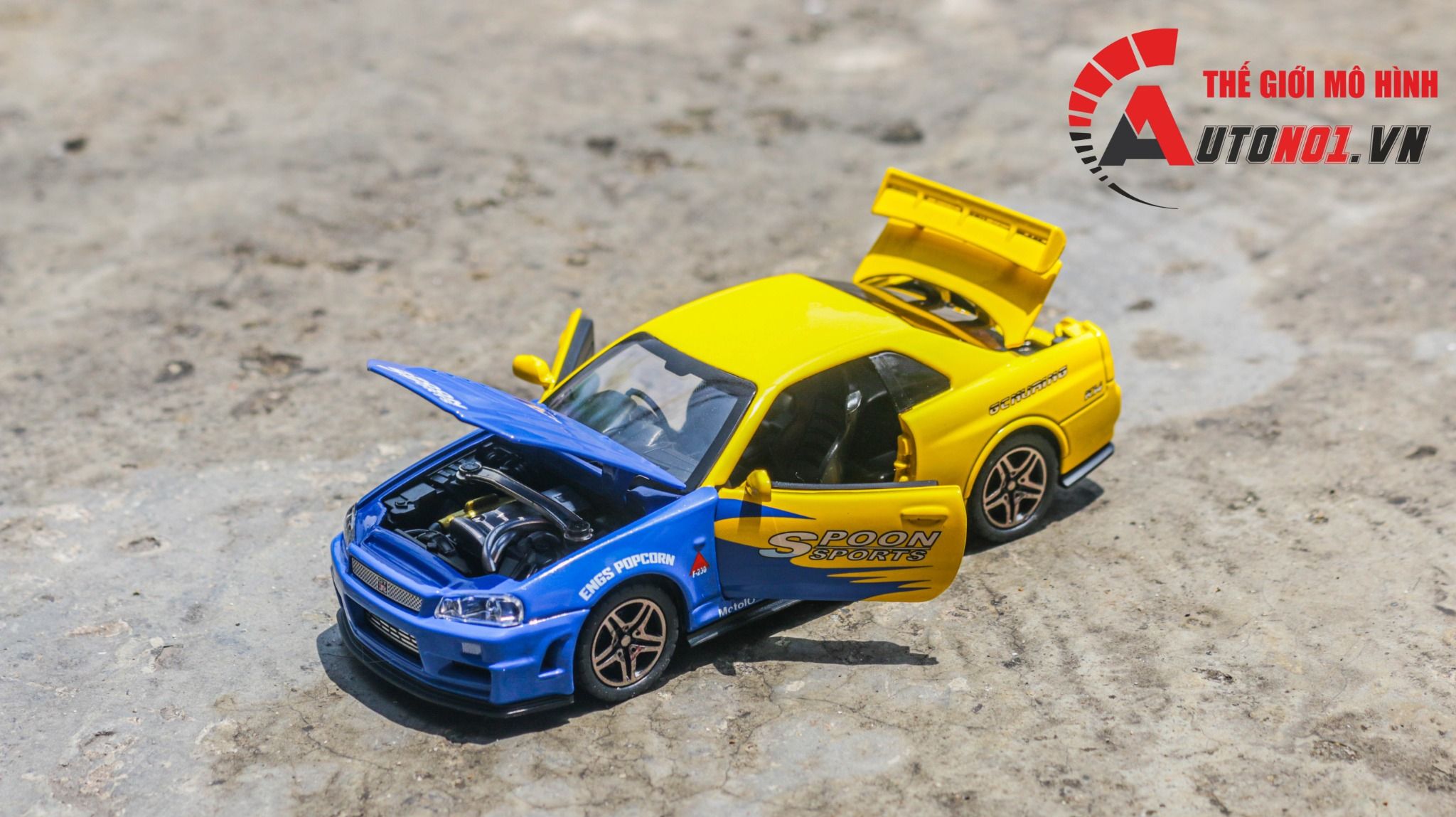  Mô hình xe Nissan GT-R R34 có âm thanh - đèn - full open tỉ lệ 1:32 Chimei model OT459 