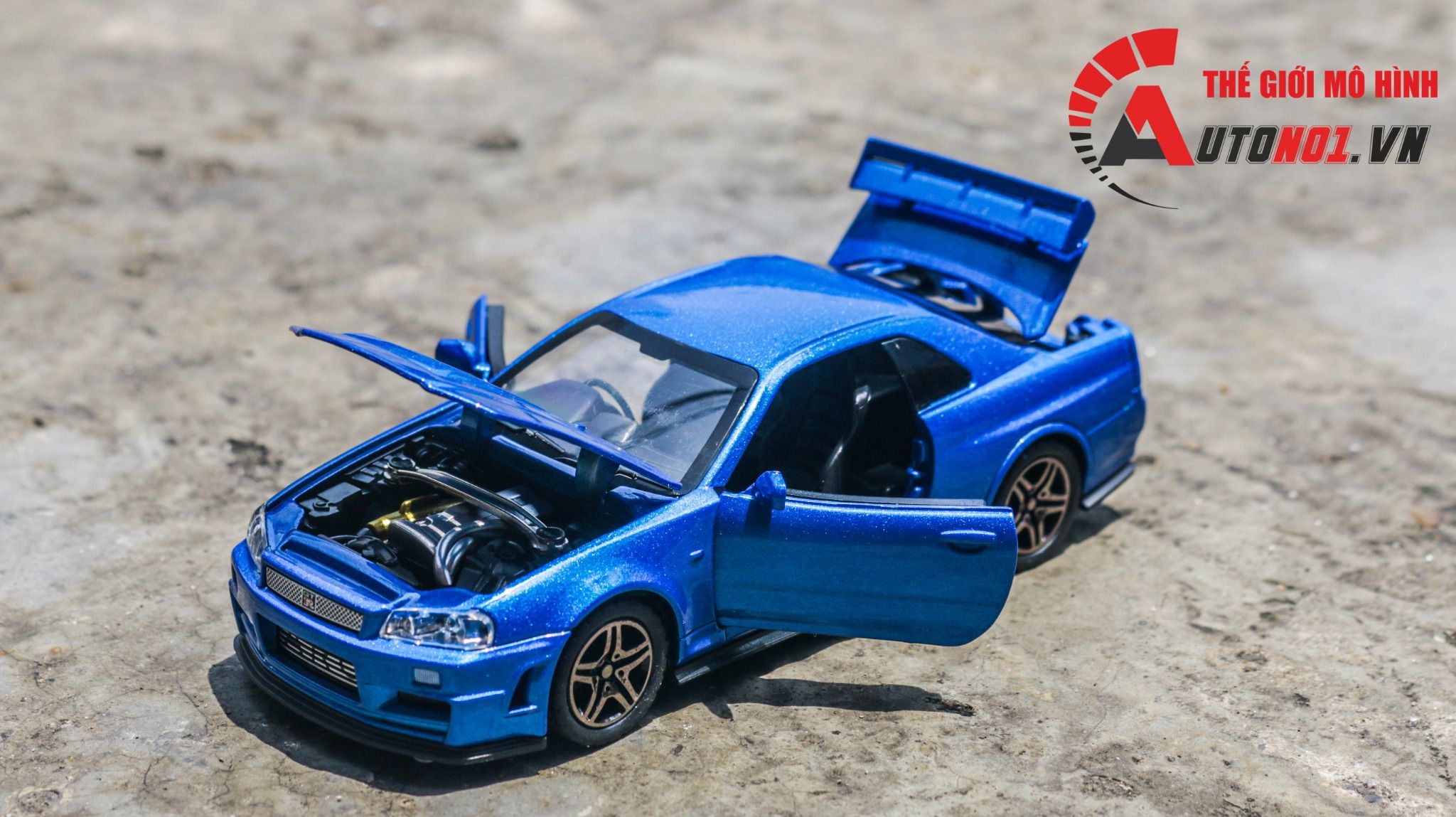  Mô hình xe Nissan GT-R R34 có âm thanh - đèn - full open tỉ lệ 1:32 Chimei model OT459 