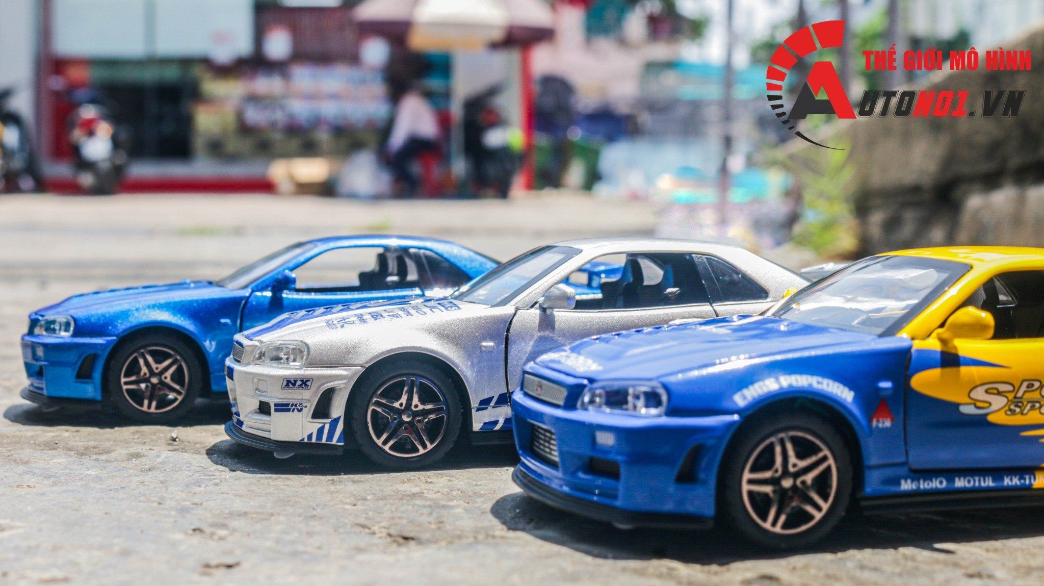  Mô hình xe Nissan GT-R R34 có âm thanh - đèn - full open tỉ lệ 1:32 Chimei model OT459 