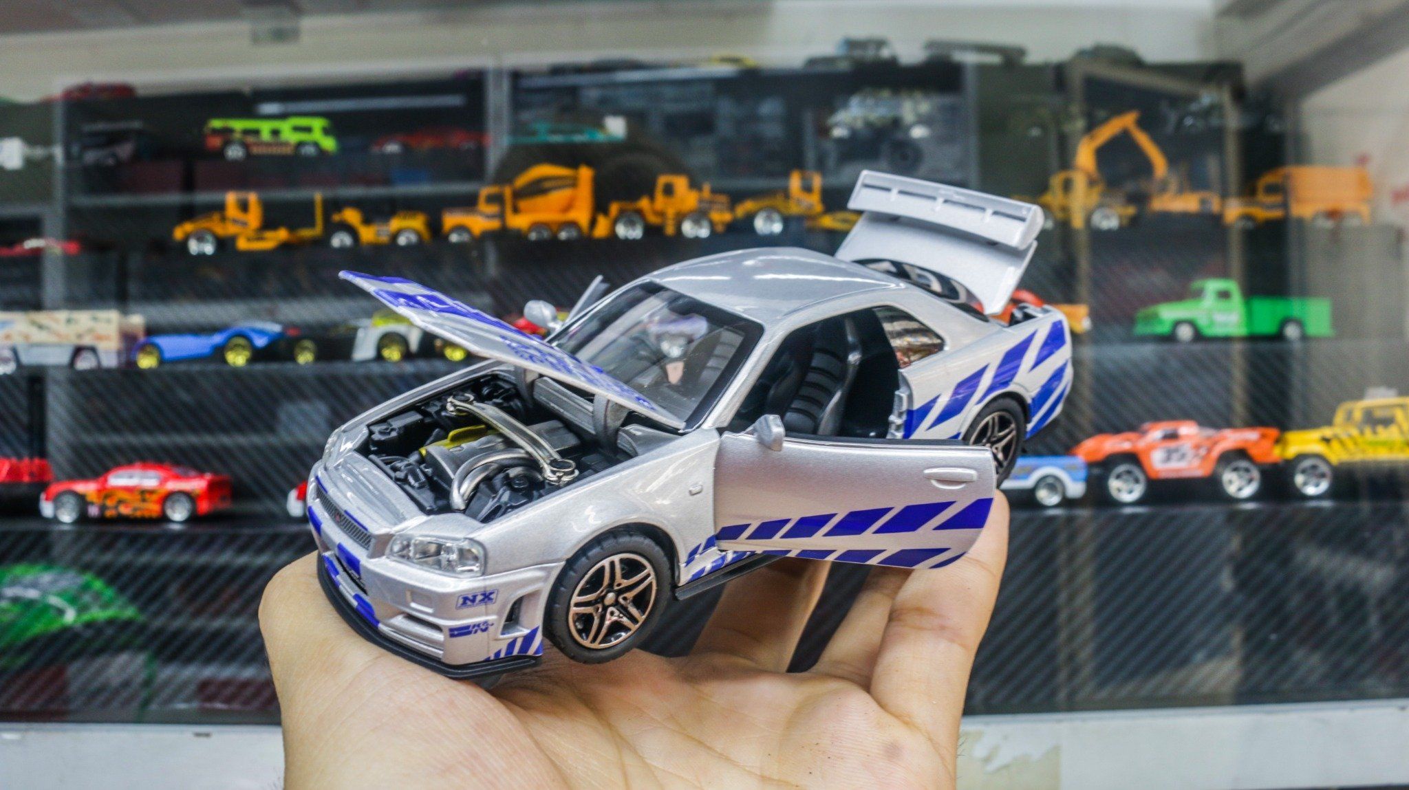  Mô hình xe Nissan GT-R R34 có âm thanh - đèn - full open tỉ lệ 1:32 Chimei model OT459 