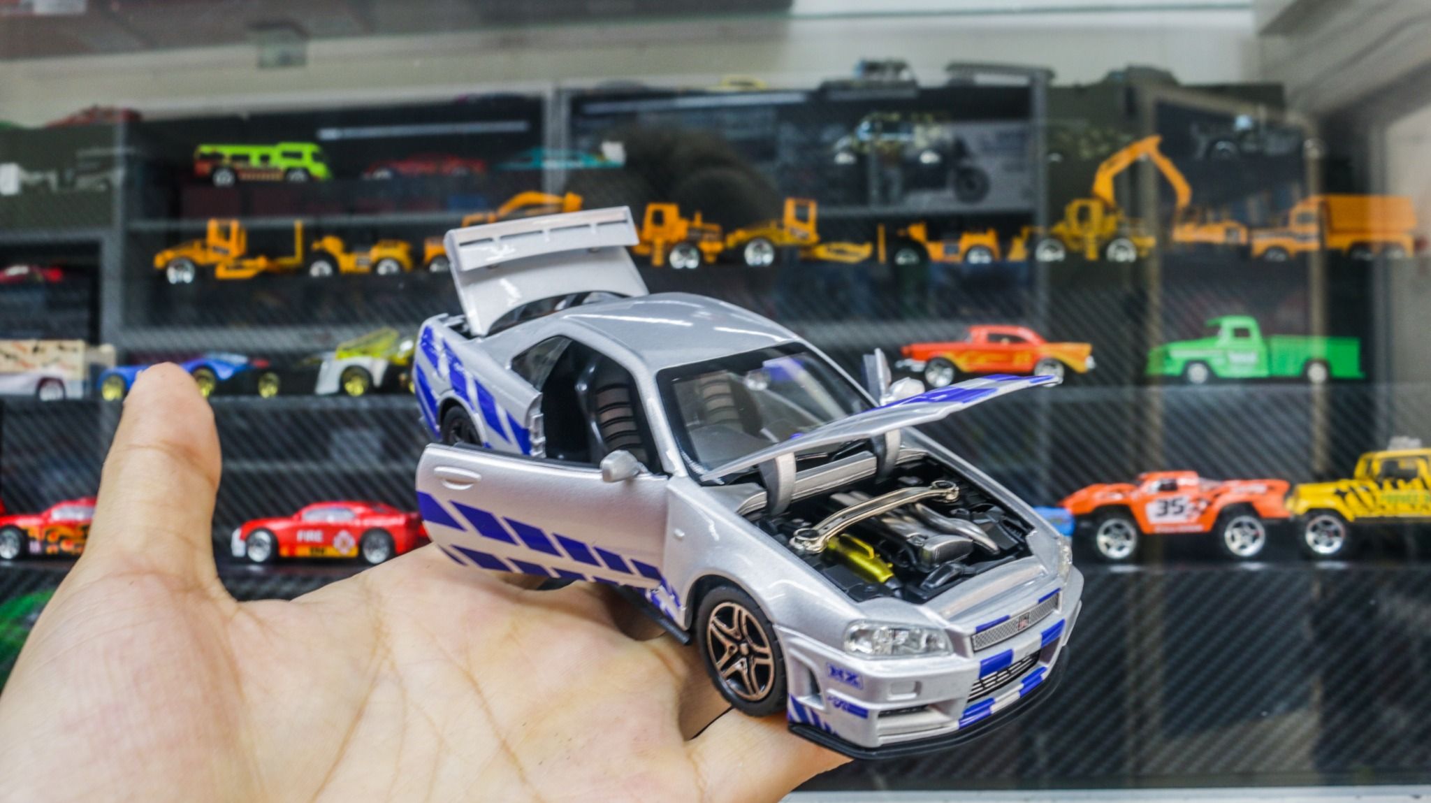  Mô hình xe Nissan GT-R R34 có âm thanh - đèn - full open tỉ lệ 1:32 Chimei model OT459 