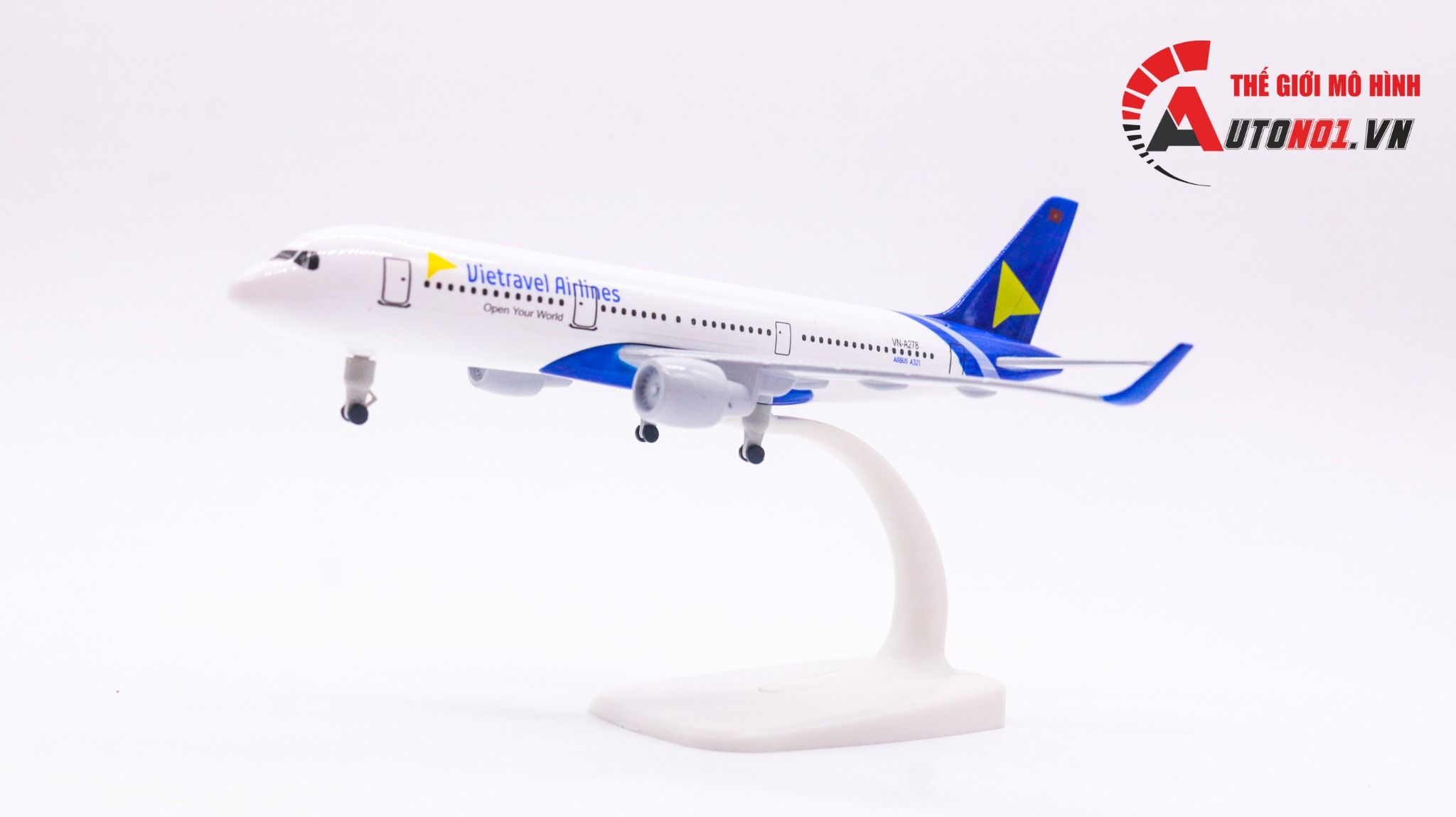  Mô hình máy bay Việt Nam Vietravel Airlines Airbus A321 có bánh xe 20cm MB20052 