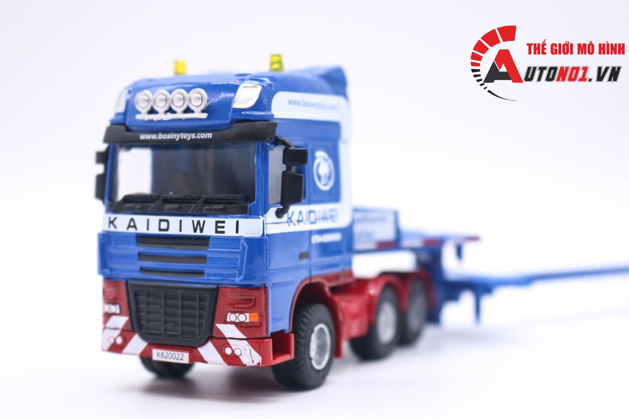  Mô hình xe container hạng nặng xanh 2 thùng kim loại tỉ lệ 1:50 KDW Kaidiwei 625022 6625 