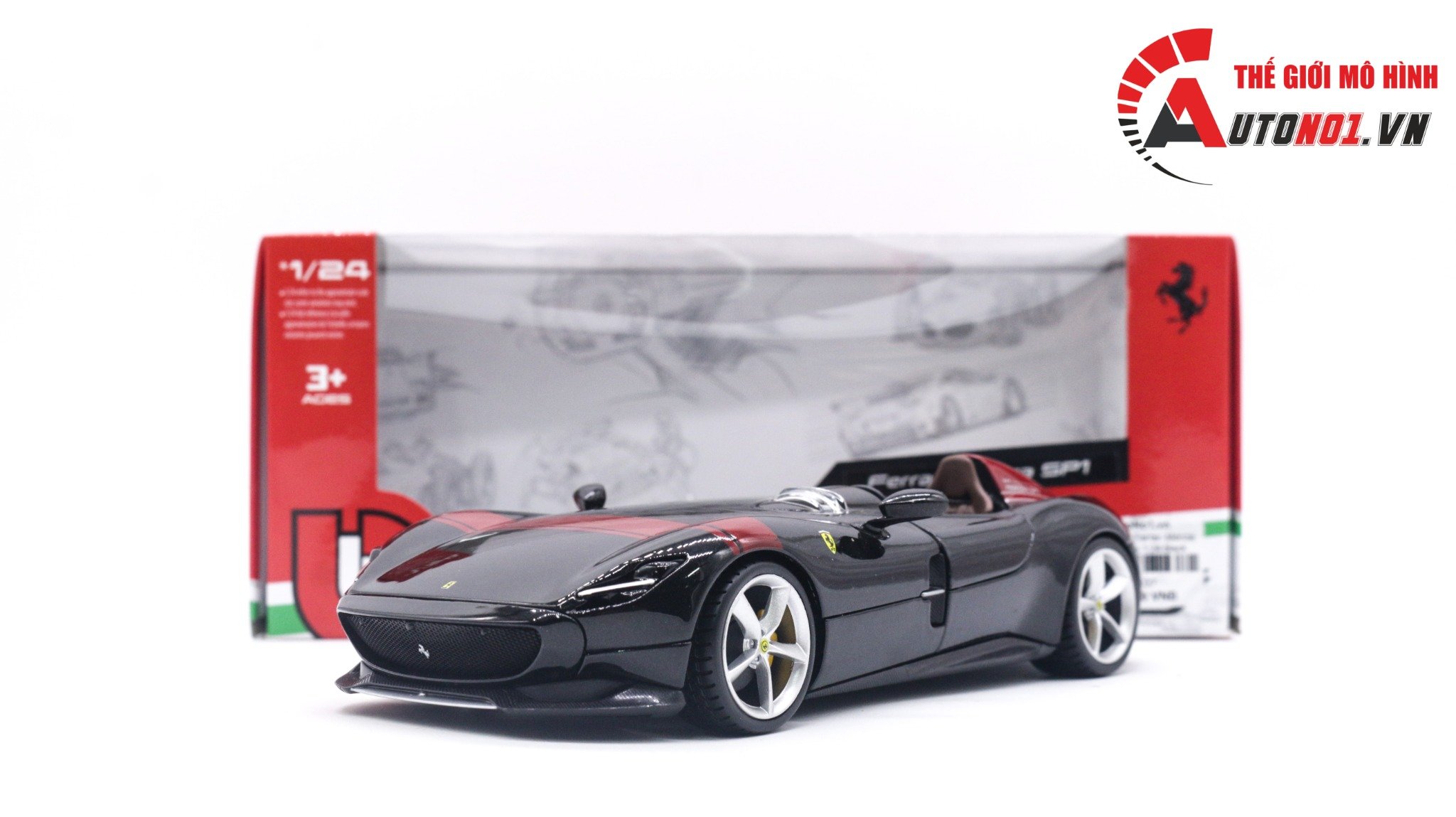  Mô hình xe Ferrari Monza Sp1 Sports 1:24 black Bburago OT037 