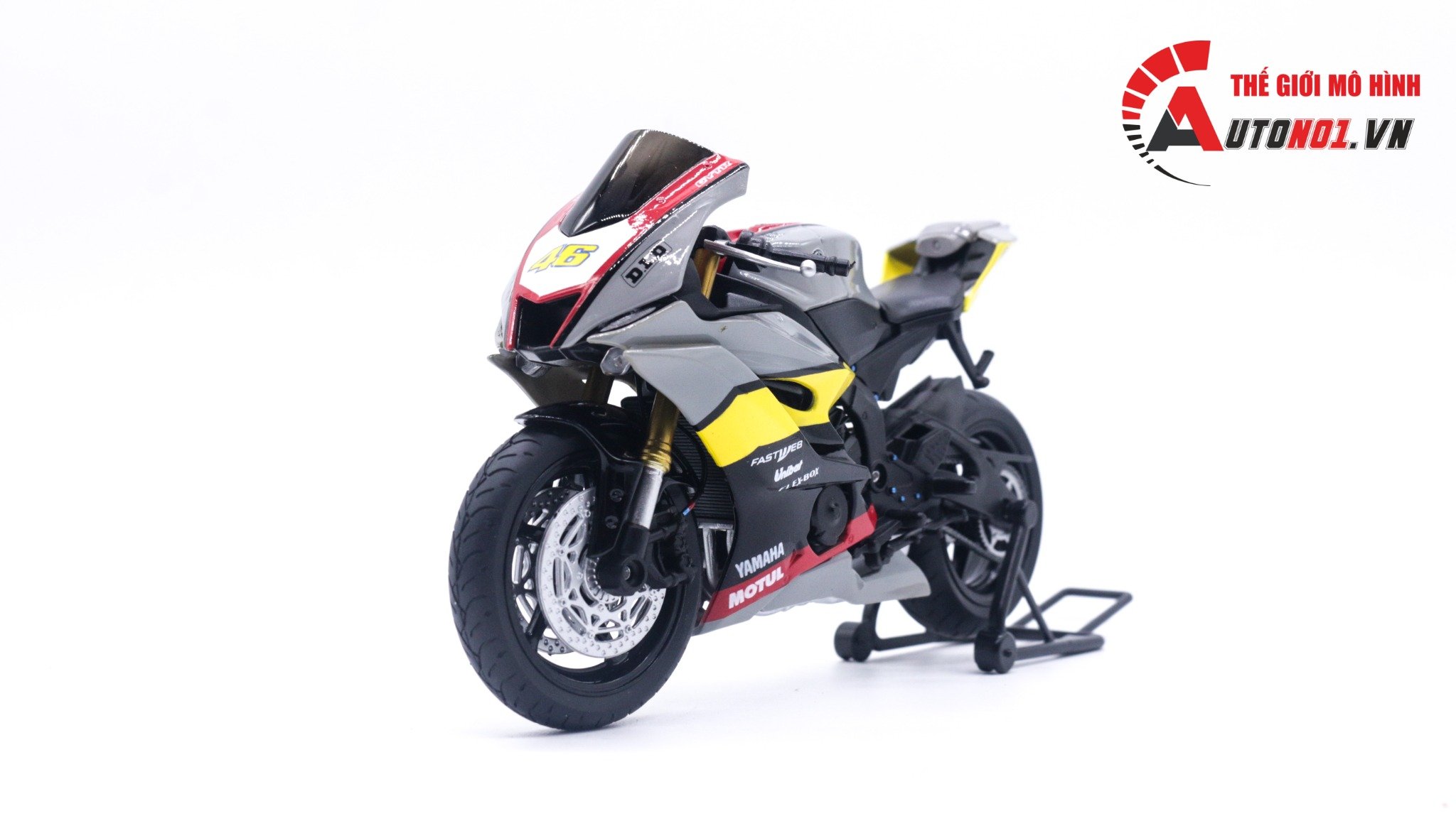  Mô hình xe độ Yamaha R6 2020 Grey Pô Sc 1:12 Autono1 Welly D207C 