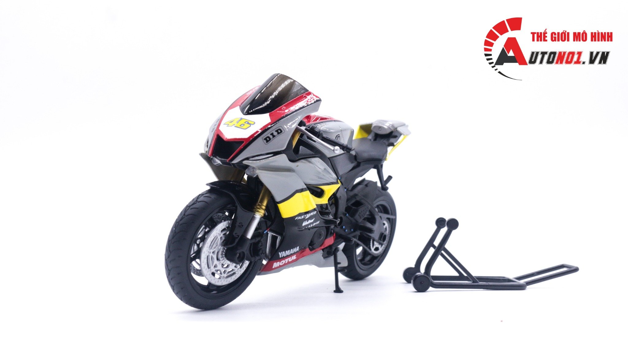  Mô hình xe độ Yamaha R6 2020 Grey Pô Sc 1:12 Autono1 Welly D207C 