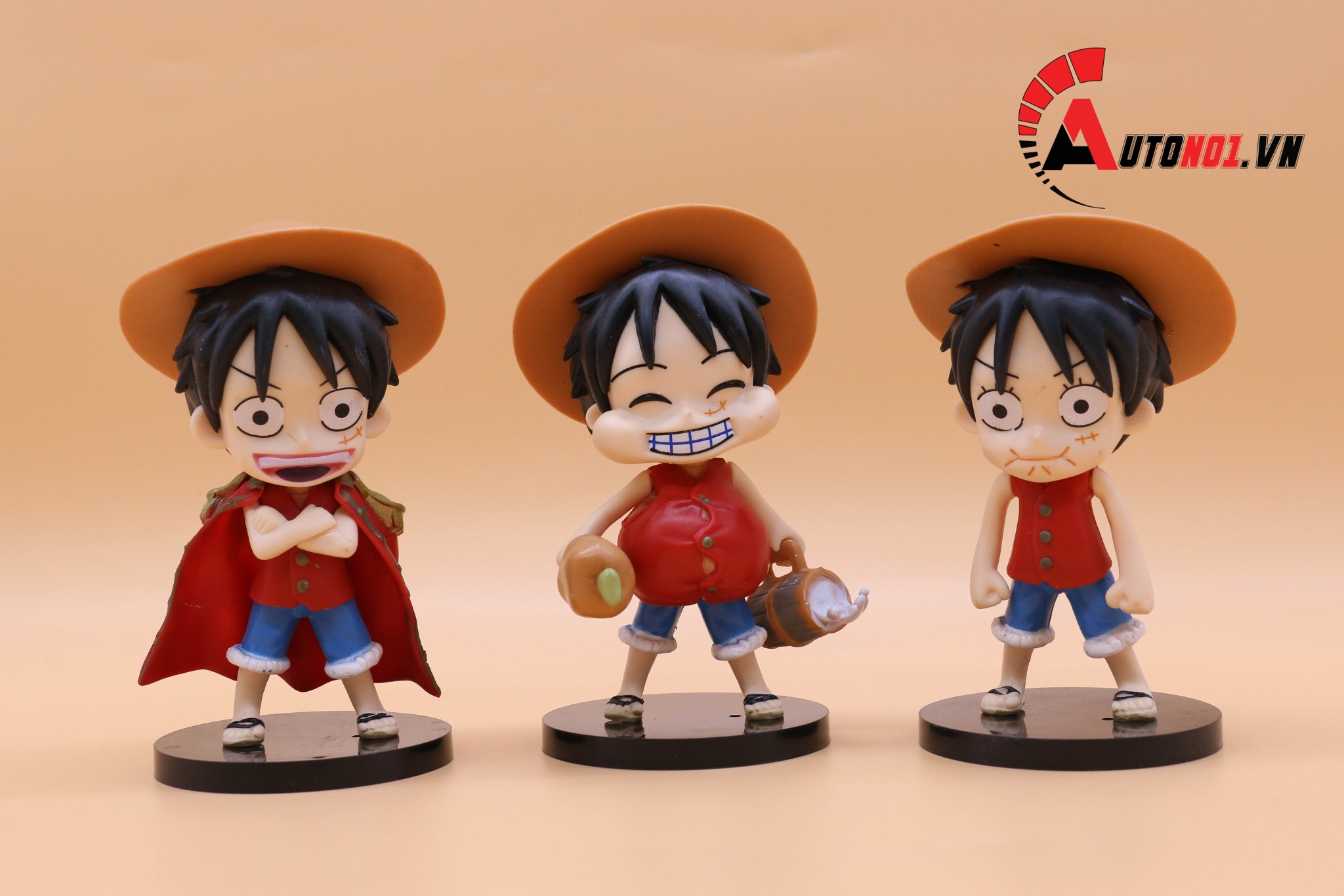 MÔ HÌNH ONE PIECE LUFFY MŨ RƠM SET 3 CON 10CM 4290