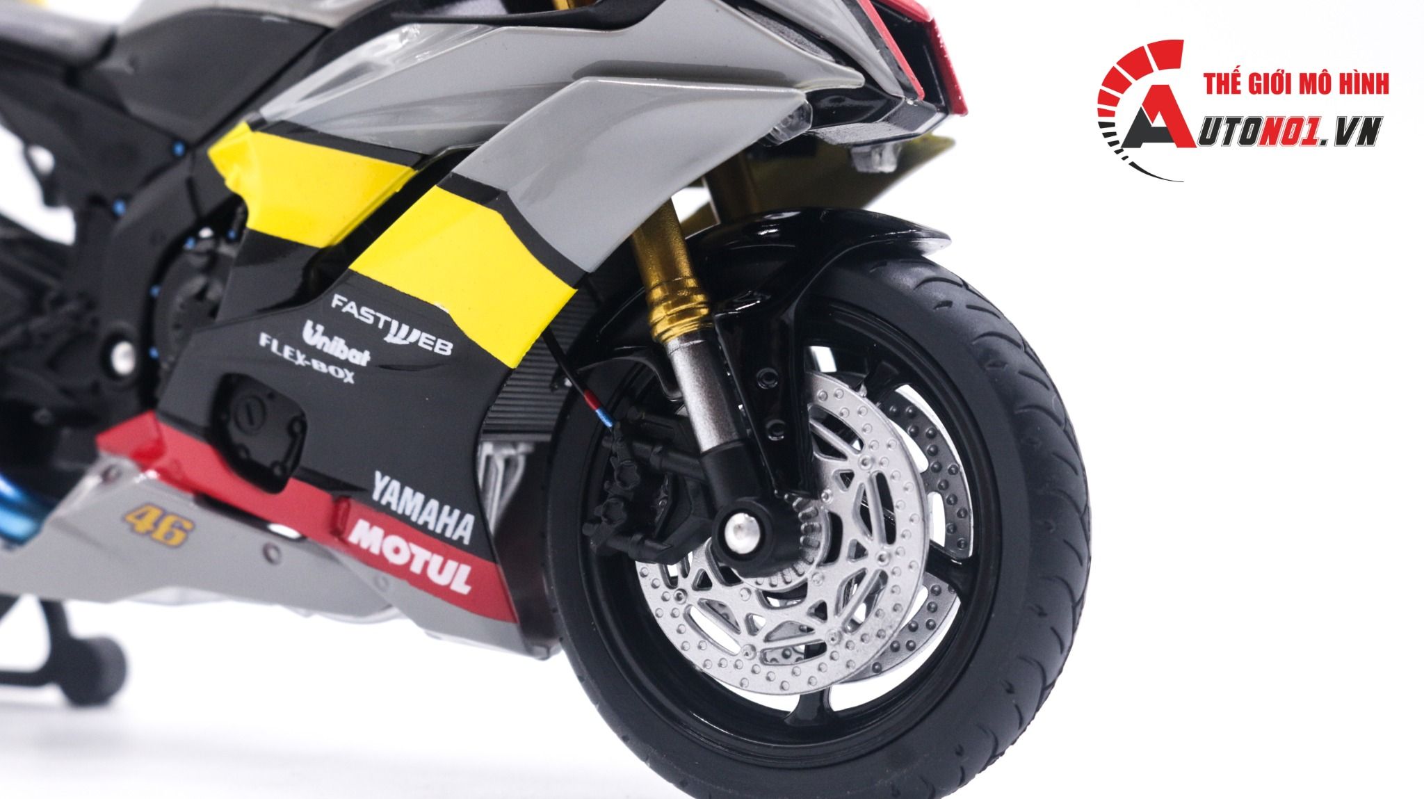  Mô hình xe độ Yamaha R6 2020 Grey Pô Sc 1:12 Autono1 Welly D207C 