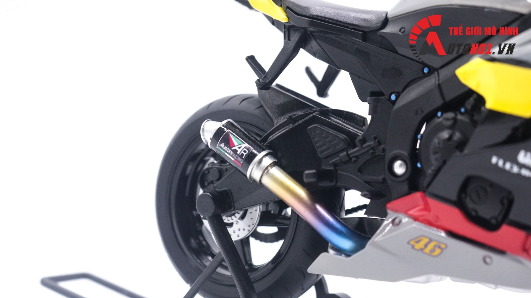  Mô hình xe độ Yamaha R6 2020 Grey Pô Sc 1:12 Autono1 Welly D207C 