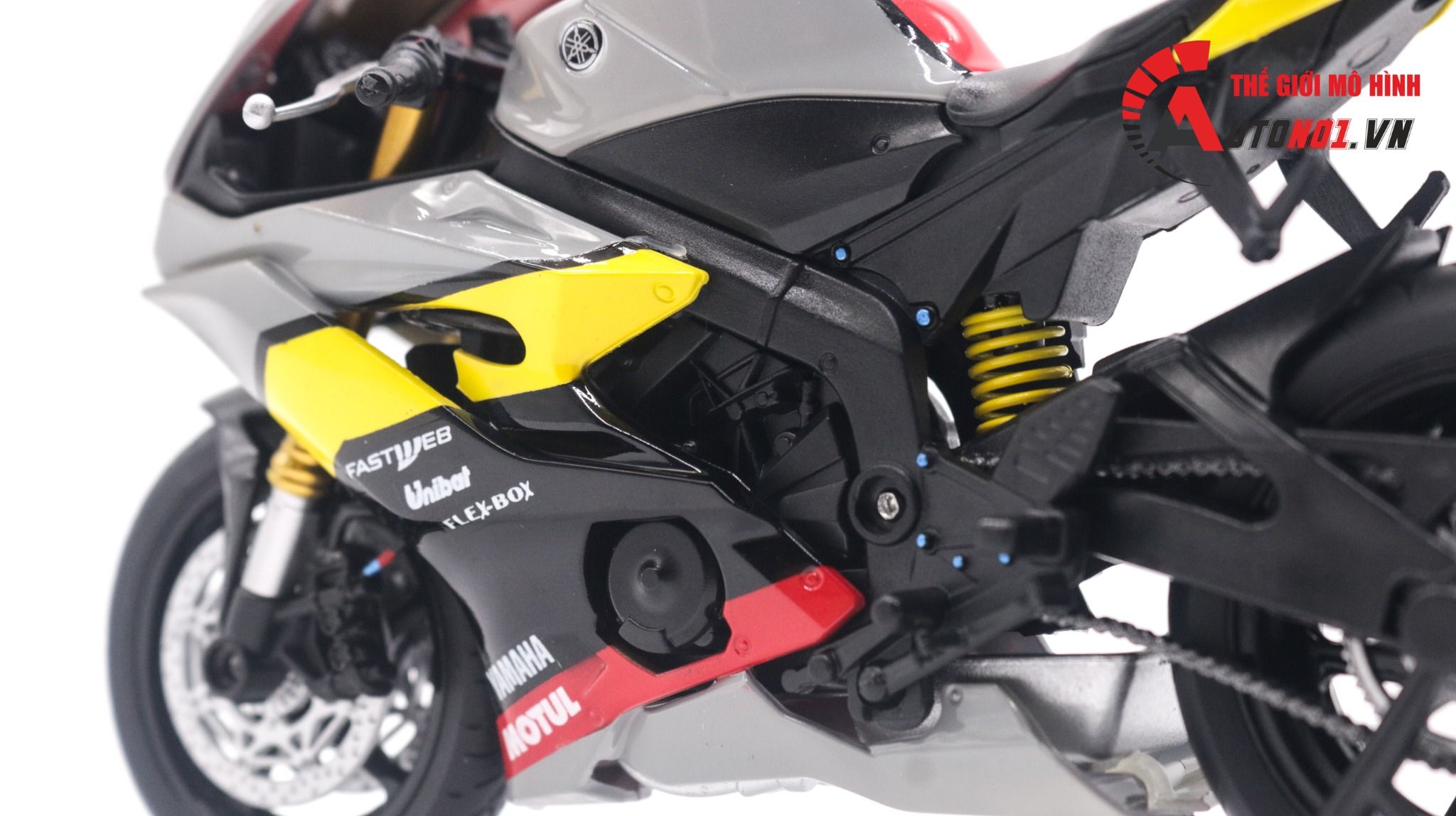 Mô hình xe độ Yamaha R6 2020 Grey Pô Sc 1:12 Autono1 Welly D207C 