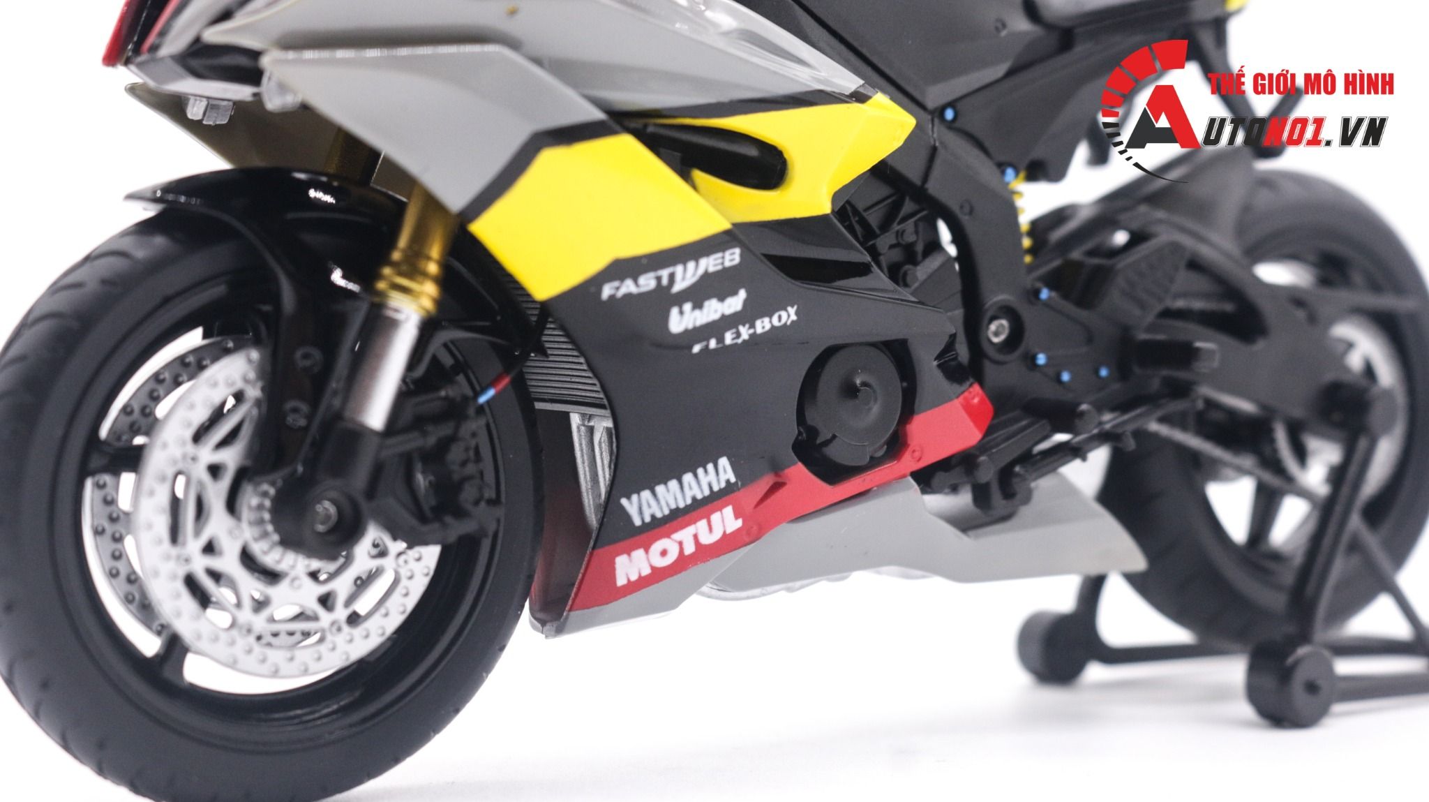  Mô hình xe độ Yamaha R6 2020 Grey Pô Sc 1:12 Autono1 Welly D207C 