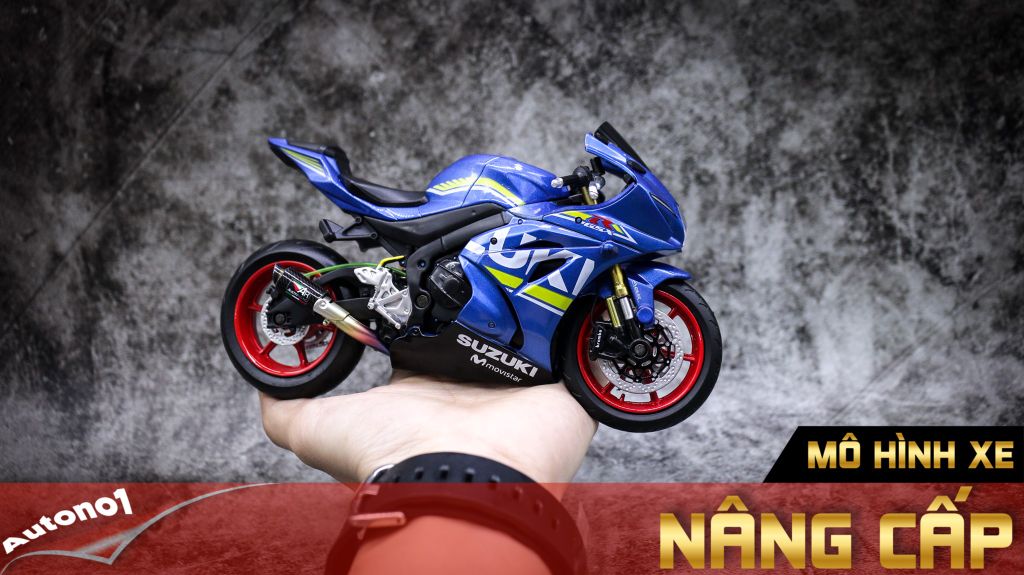 MÔ HÌNH XE ĐỘ SUZUKI GSX-R1000 ĐỘ MÂM - ĐỘ PÔ AR BLUE 1:12 AUTONO1 D117