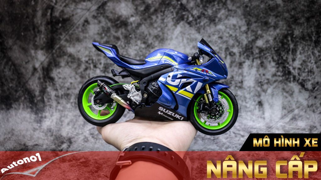 MÔ HÌNH XE ĐỘ SUZUKI GSX-R1000 ĐỘ MÂM - ĐỘ PÔ AR BLUE 1:12 AUTONO1 D117