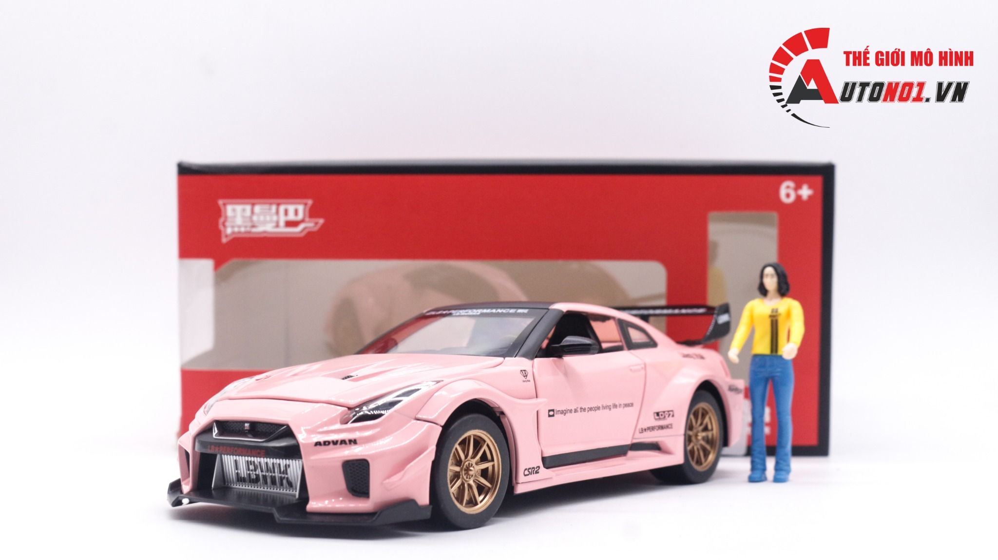  Mô hình xe Nissan GTR R35 CSR2 full open , có đèn , âm thanh 1:24 Alloy OT054 