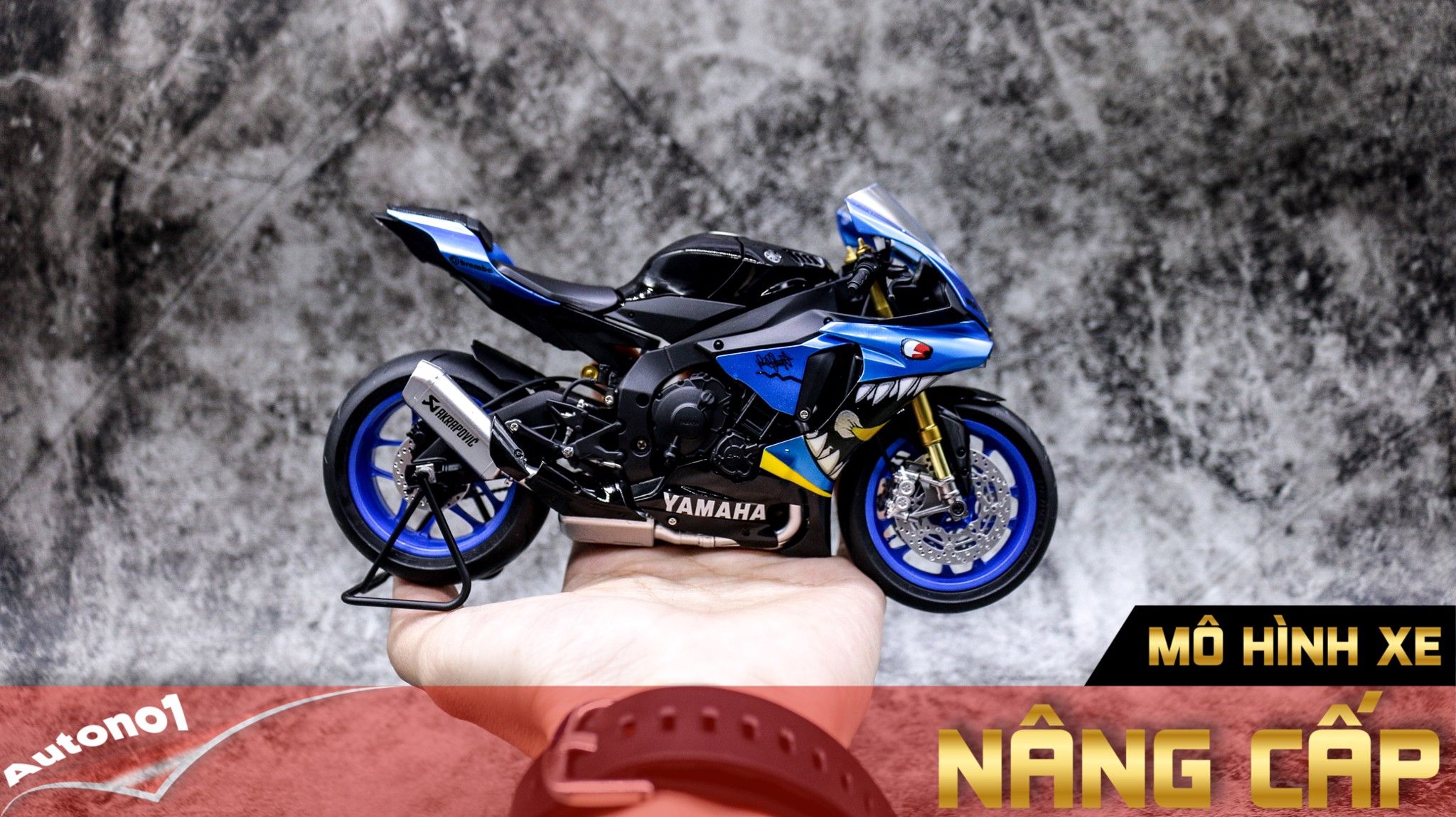  Mô hình xe Yamaha R1m Custom Shark 1:12 Tamiya D123a 