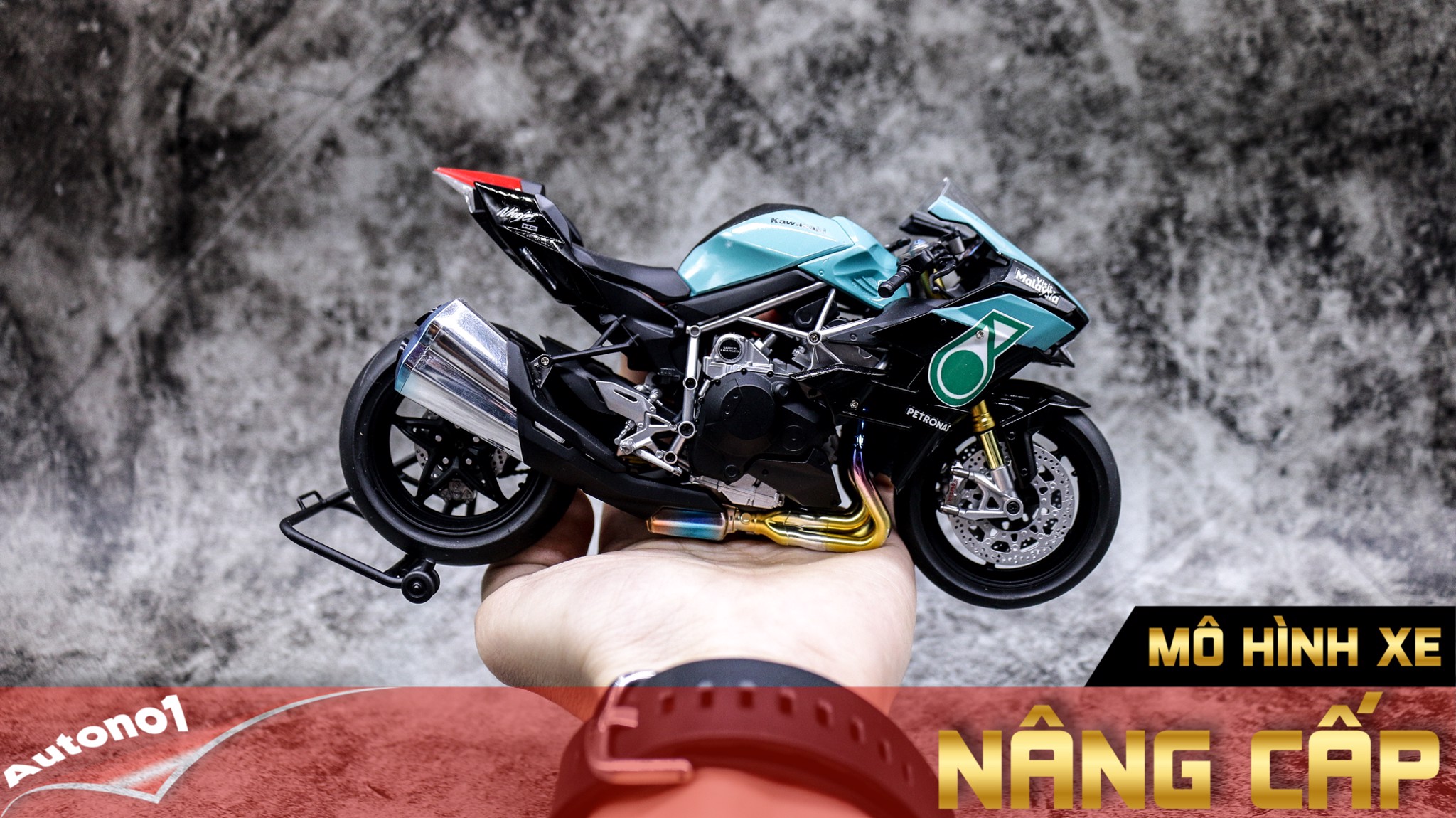  Mô hình xe cao cấp Kawasaki H2 Petronas 1:12 Tamiya D088 