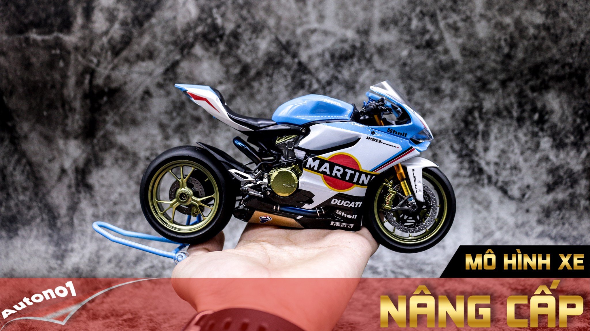 MÔ HÌNH SIÊU XE DUCATI 1199 PANIGALE CUSTOM DECAL MARTINI 1:12 TAMIYA D044