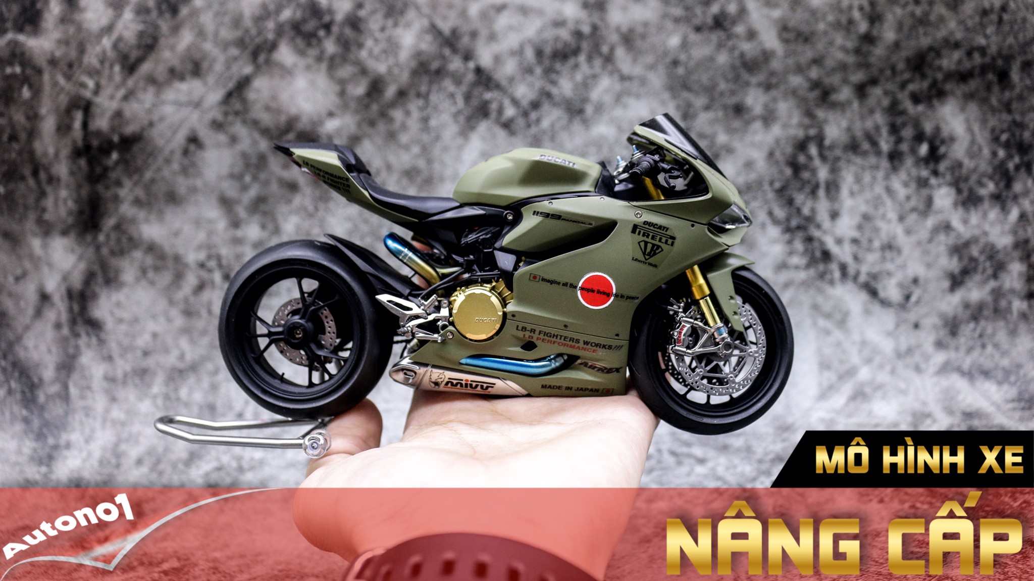  Mô hình xe Ducati 1199 Panigale S Liberty Walk Army 1:12 Tamiya D071 