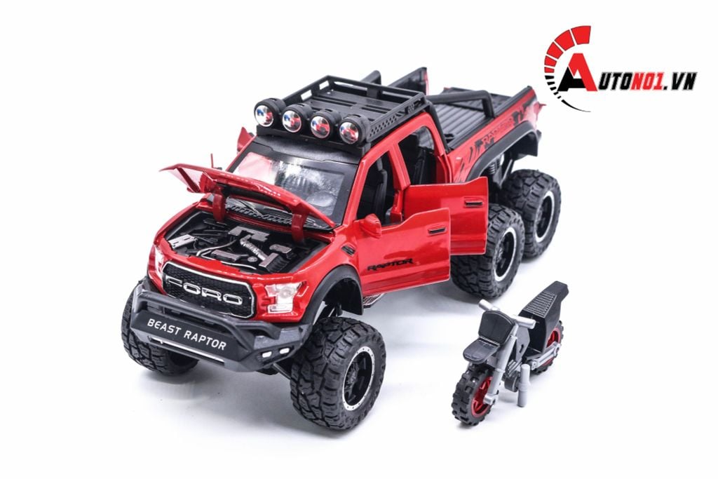 MÔ HÌNH XE FORD BEAST RAPTOR F150 OFFROAD RED 1:32 CHE ZHI 