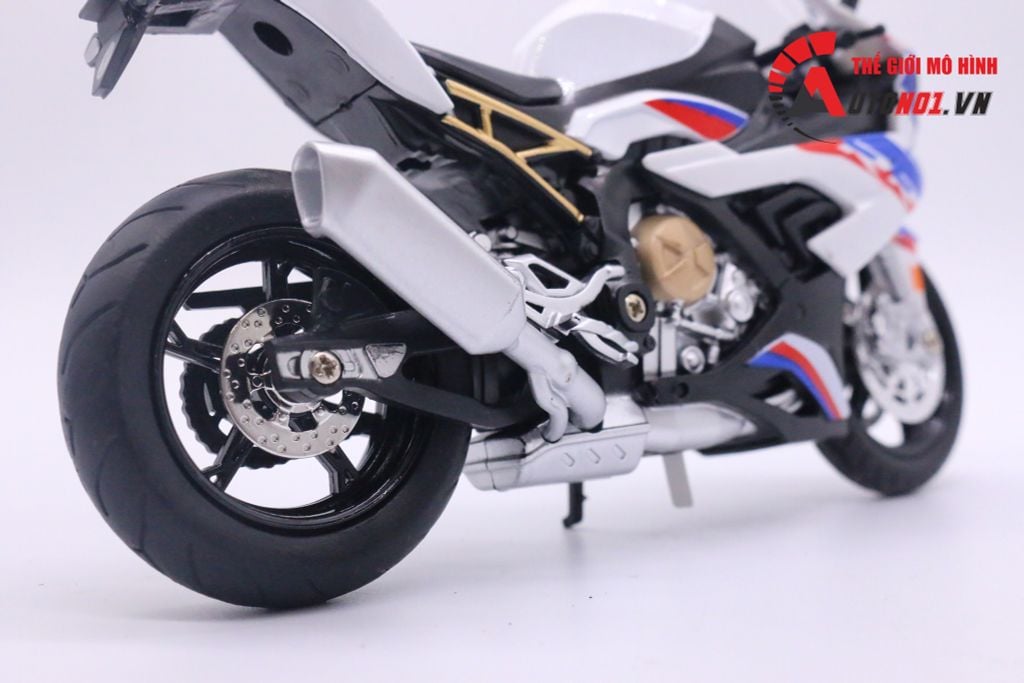 MÔ HÌNH BMW S1000RR 2020 WHITE BLUE 1:12 HUAYI ALLOY 7065