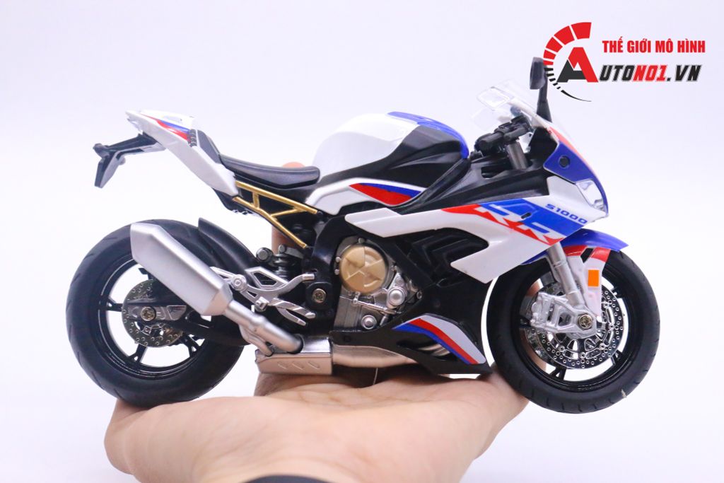 MÔ HÌNH BMW S1000RR 2020 WHITE BLUE 1:12 HUAYI ALLOY 7065