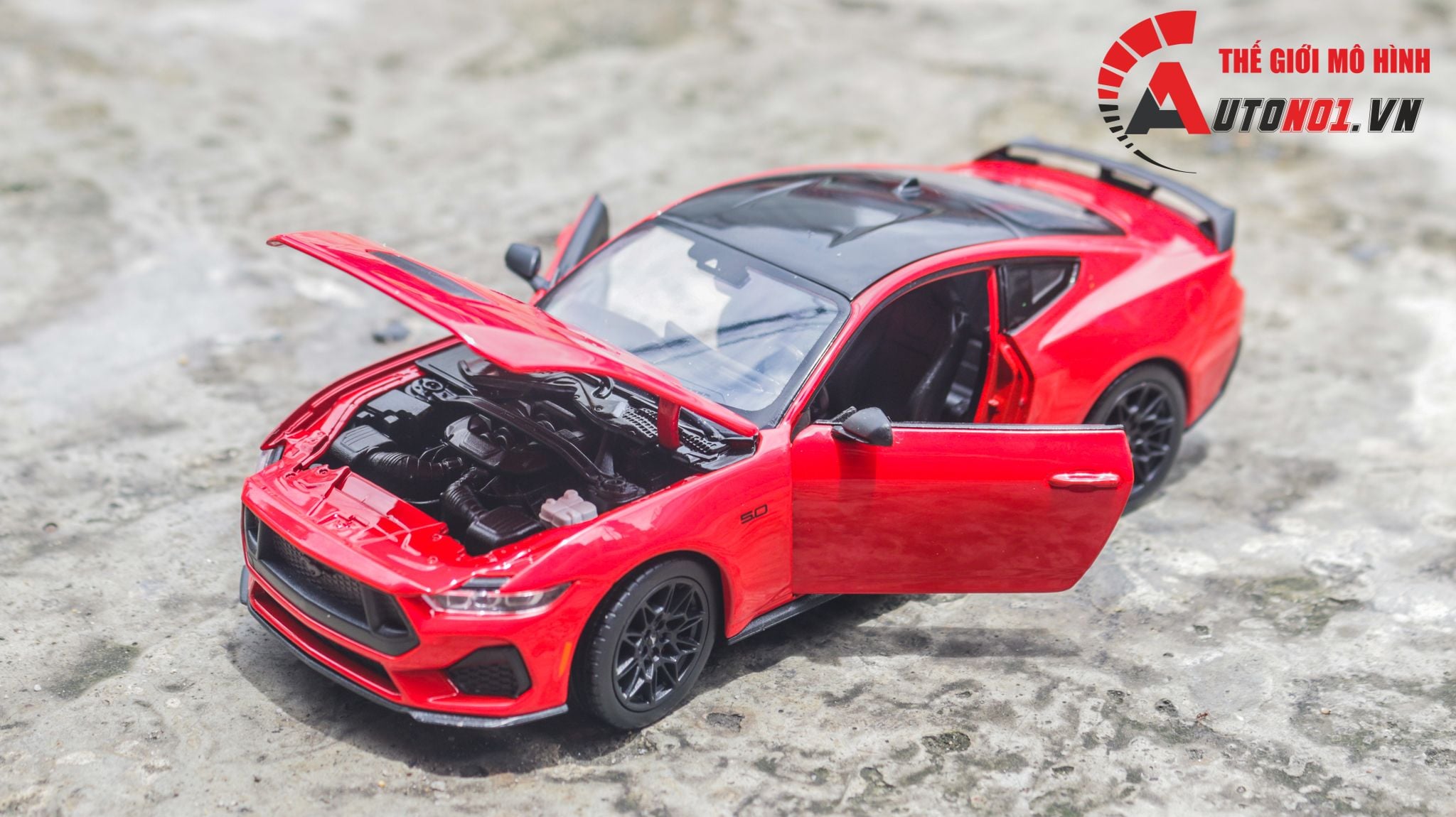  Mô hình xe Ford Mustang GT 2024 full open - đánh lái được tỉ lệ 1:25 Welly OT529 