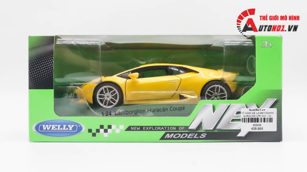  Mô hình xe Lamborghini Huracan Lp610-4 đánh lái được full open 1:24 Welly 8090 