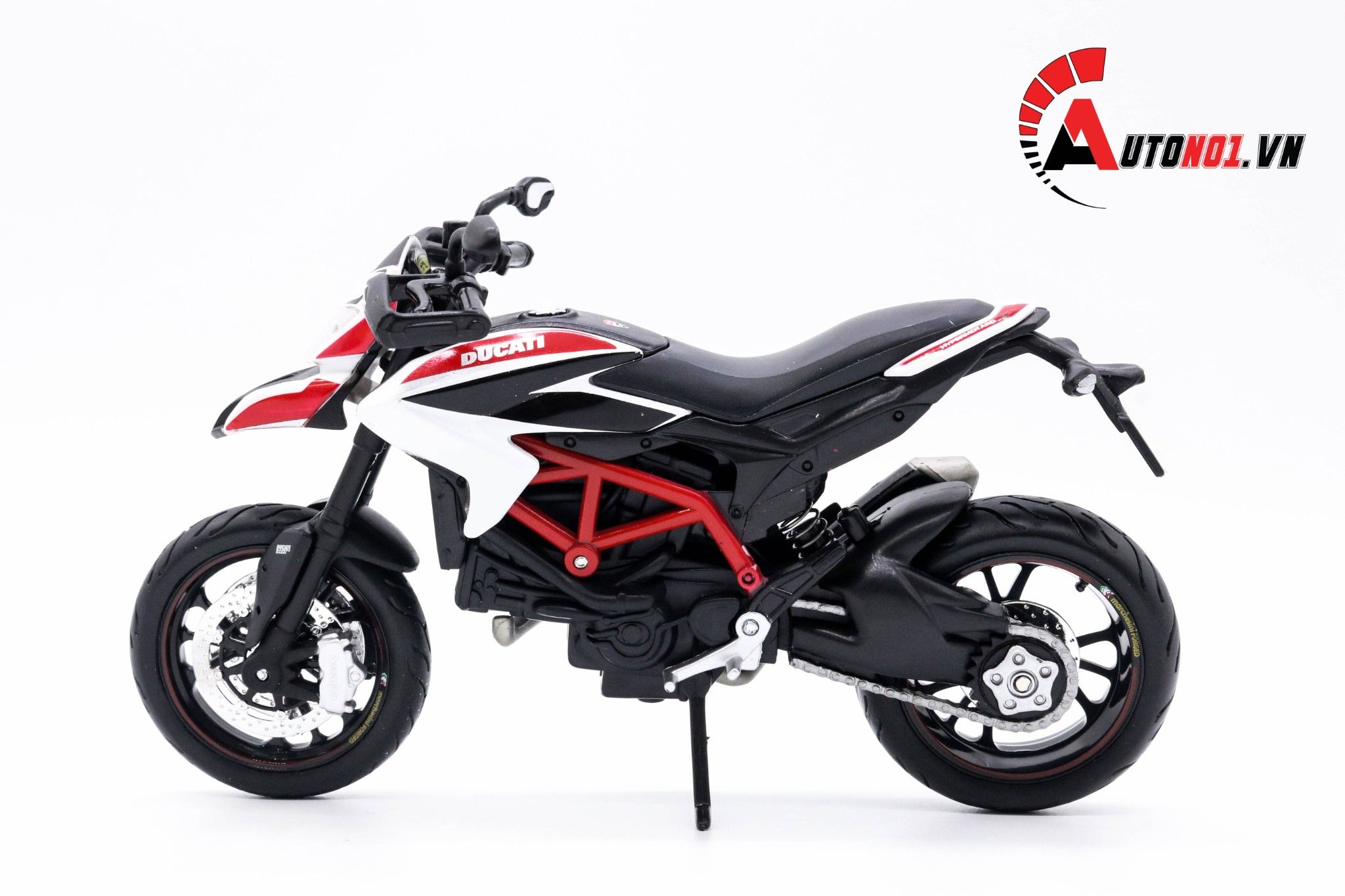  Mô hình xe Ducati Hypermotard red white có đế 1:12 Maisto MT083 