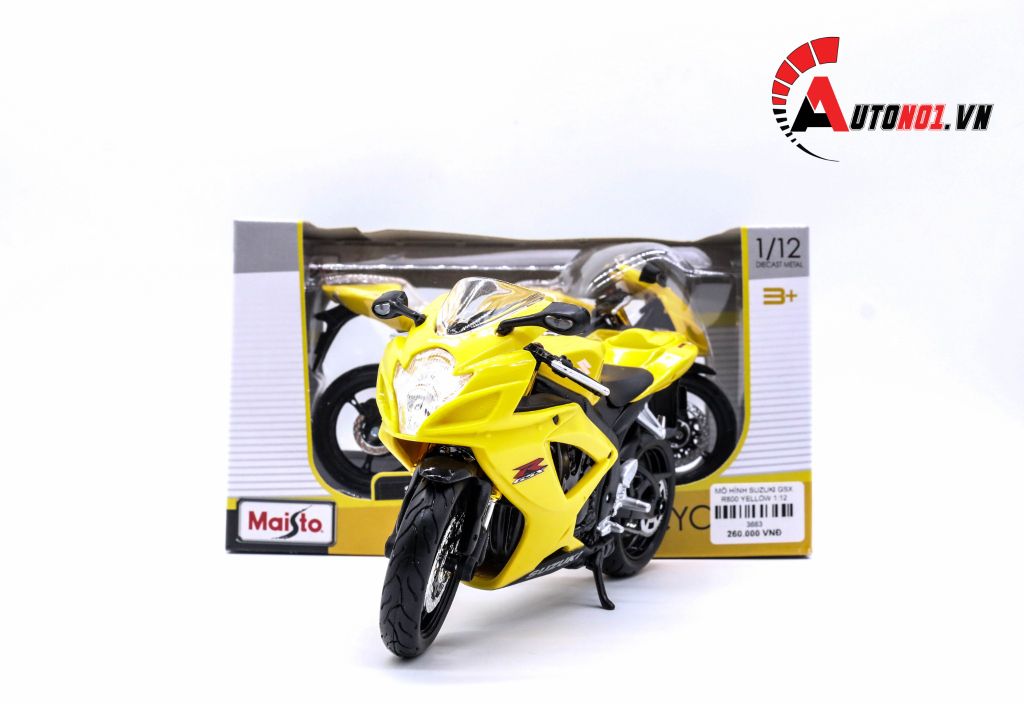 MÔ HÌNH SUZUKI GSX R600 YELLOW 1:12 MAISTO 3663