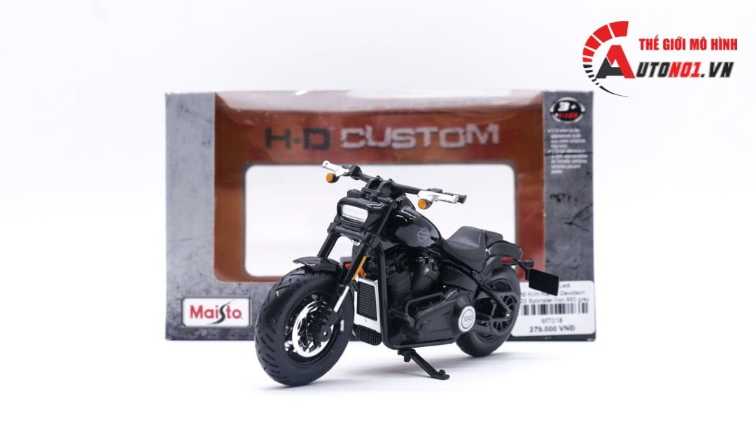  Mô hình Harley Davidson 2022 Fat Bob 114 black 1:18 Maisto MT020 