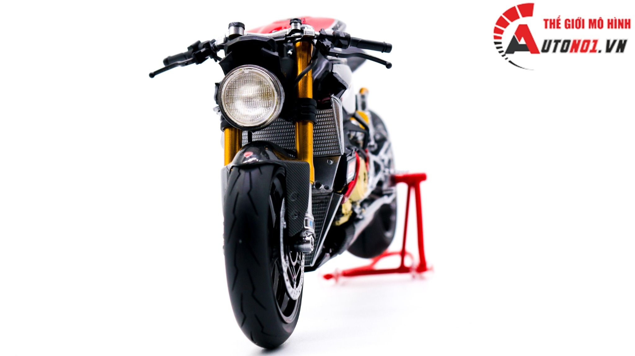  Mô hình xe cao cấp Ducati 1199 Panigale Cafe Racer Grey Red cao cấp nồi khô ghi đông mâm căm 1:12 Tamiya D201 