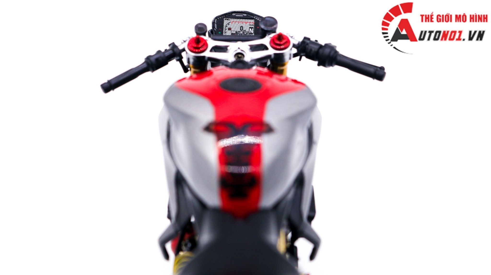  Mô hình xe cao cấp Ducati 1199 Panigale Cafe Racer Grey Red cao cấp nồi khô ghi đông mâm căm 1:12 Tamiya D201 