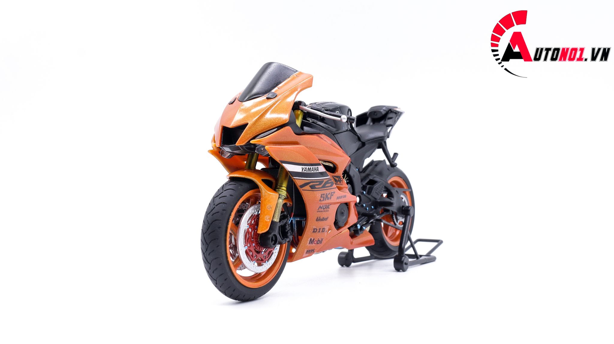  Mô hình xe độ Yamaha R6 Orange Mâm - Pô Kim Loại 1:12 Autono1 Welly D207D 