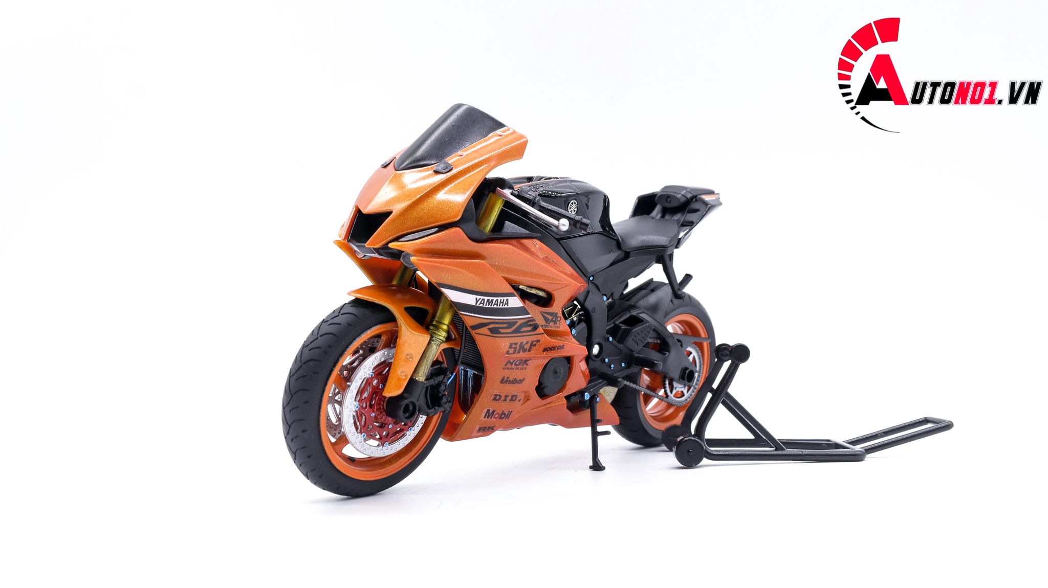  Mô hình xe độ Yamaha R6 Orange Mâm - Pô Kim Loại 1:12 Autono1 Welly D207D 