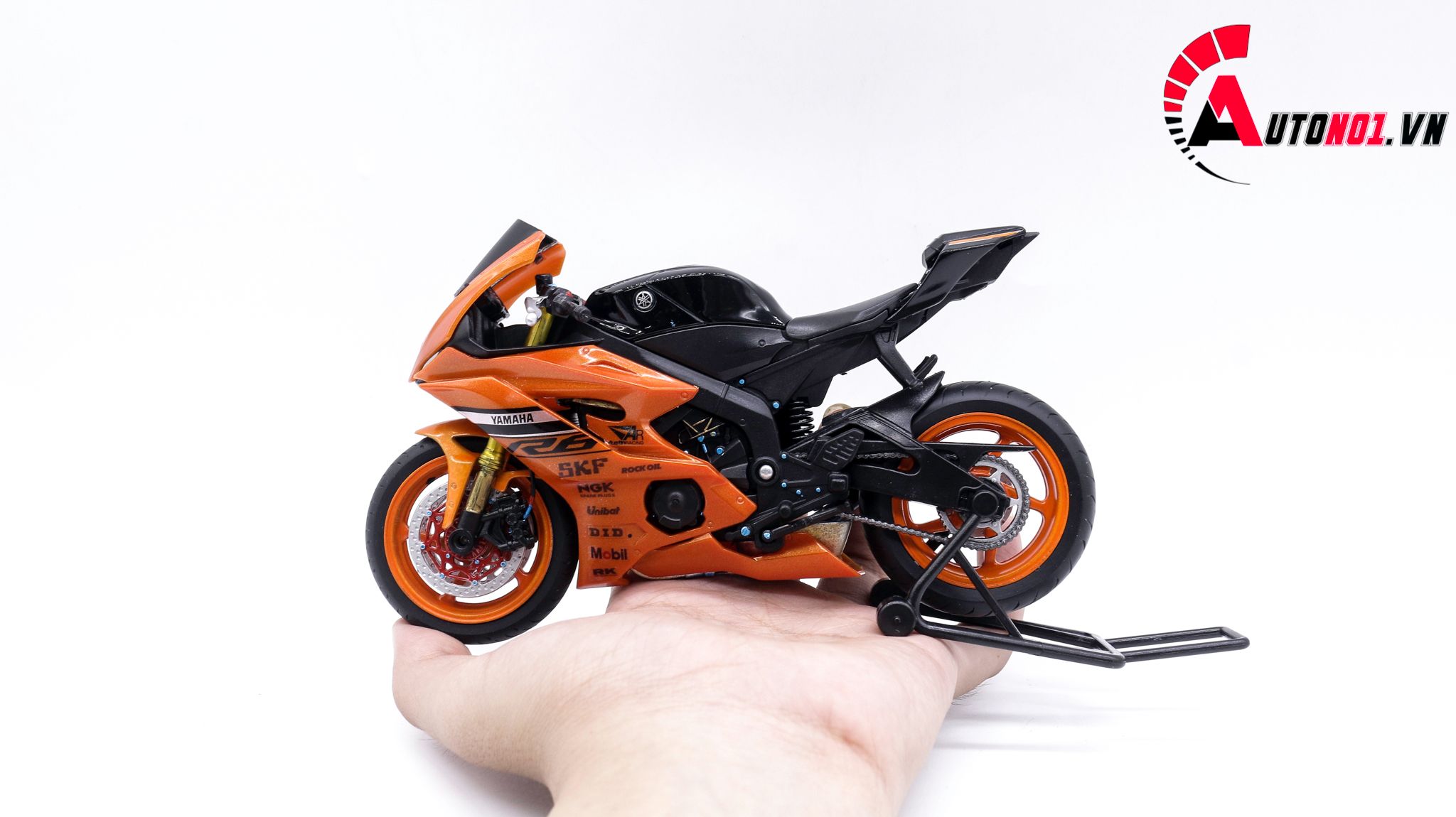  Mô hình xe độ Yamaha R6 Orange Mâm - Pô Kim Loại 1:12 Autono1 Welly D207D 