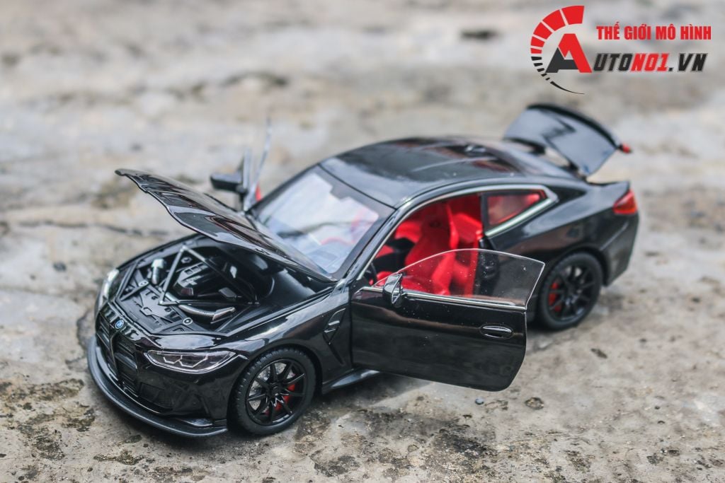  Mô hình xe BMW M4 2024 full open - đánh lái - có đèn - âm thanh full kính tỉ lệ 1:24 Alloy model OT573 