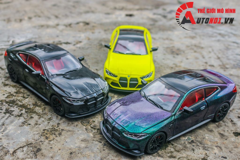 Mô hình xe BMW M4 2024 full open - đánh lái - có đèn - âm thanh full kính tỉ lệ 1:24 Alloy model OT573 