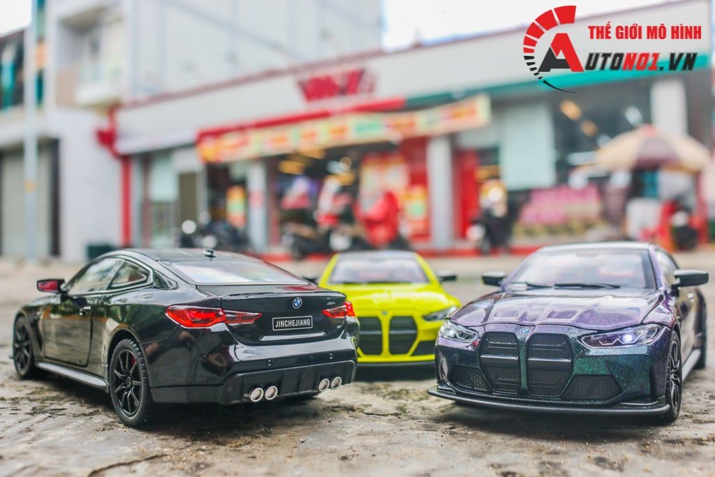  Mô hình xe BMW M4 2024 full open - đánh lái - có đèn - âm thanh full kính tỉ lệ 1:24 Alloy model OT573 