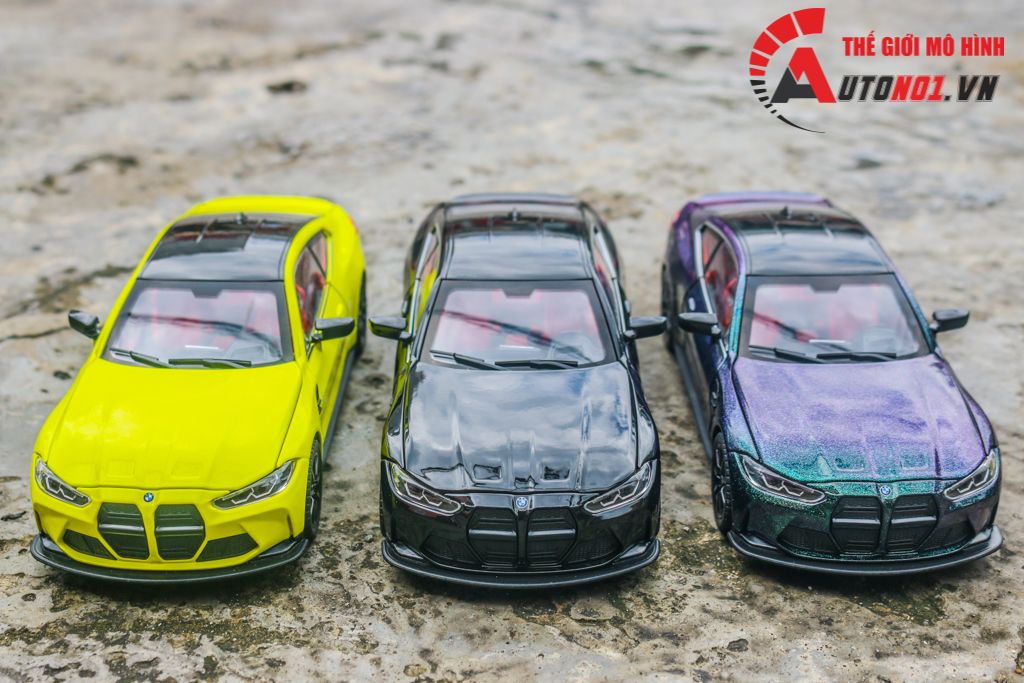  Mô hình xe BMW M4 2024 full open - đánh lái - có đèn - âm thanh full kính tỉ lệ 1:24 Alloy model OT573 