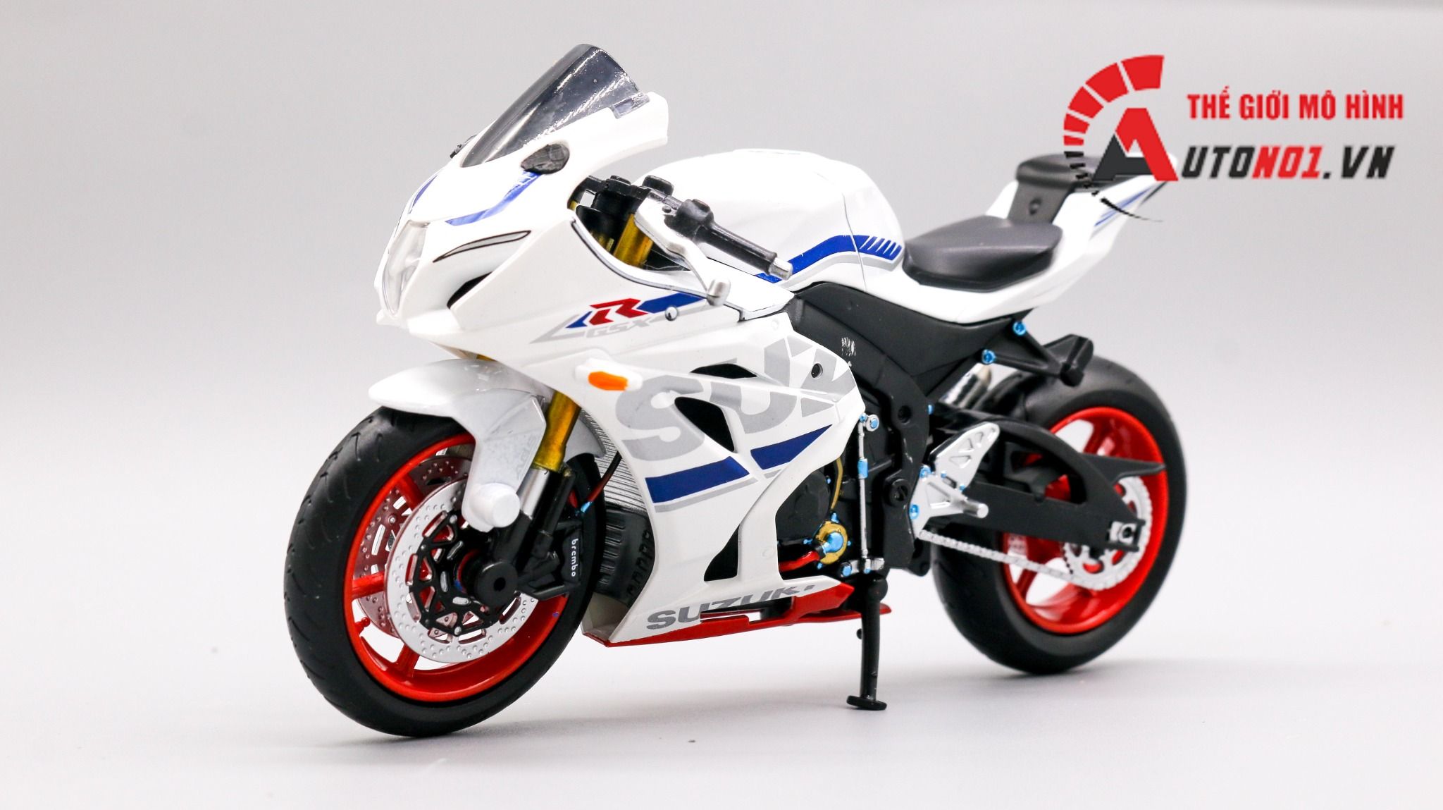  Mô hình xe độ Suzuki Gsx-R1000 Trắng Mâm độ pô 1:12 Autono1 MSZ D110A 