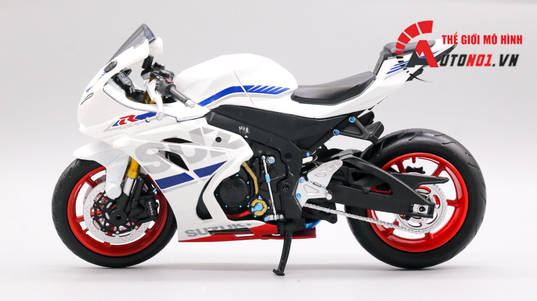  Mô hình xe độ Suzuki Gsx-R1000 Trắng Mâm độ pô 1:12 Autono1 MSZ D110A 