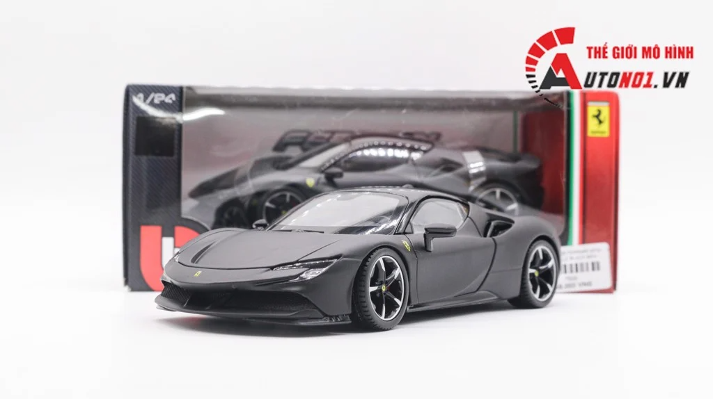  Mô hình xe Ferrari Sf90 Stradale đánh lái được full open 1:24 Bburago 7528 