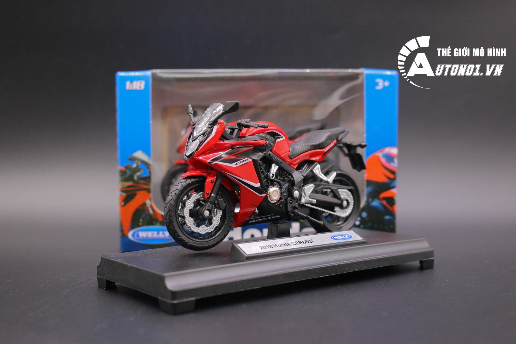  Mô hình xe Honda CBR 650f 2018 red 1:18 Welly 6565 